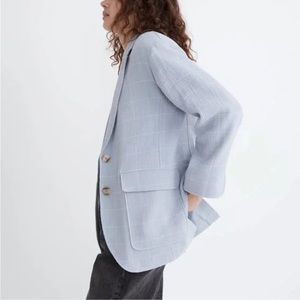 Madewell Relaxed Larsen Blazer Blue Windowpane, Size Medium